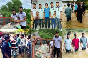 মৌলভীবাজারে বন্যার্ত মানুষের মধ্যে  সিলেট ল’ কলেজ ছাত্র কল্যাণ পরিষদের ত্রাণ বিতরণ