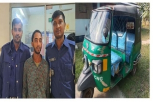 মাধবপুরে ছি ন তা ই হওয়া সিএনজি অটোরিক্সা উদ্ধার গ্রে ফ তা র ১