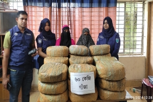 মাধবপুরে ৬০ কেজি গাঁজাসহ দুই নারী গ্রে প্তা র