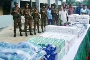 ছাতকে ১ কোটি ৩০ লক্ষ টাকার ভারতীয় পণ্য জ ব্দ