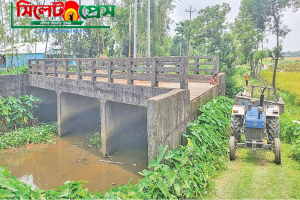 মাধবপুরে নির্মাণের ২০ বছরেও সংযোগ সড়ক হয়নি, ঝুঁকিপূর্ণ সেতুতে চলাচল